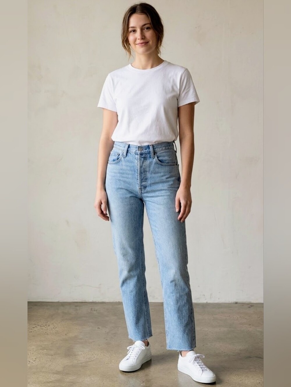 Denim Forum The Joni High Rise Loose Jeans 32L Light Wash Sz 24 (Aritzia)